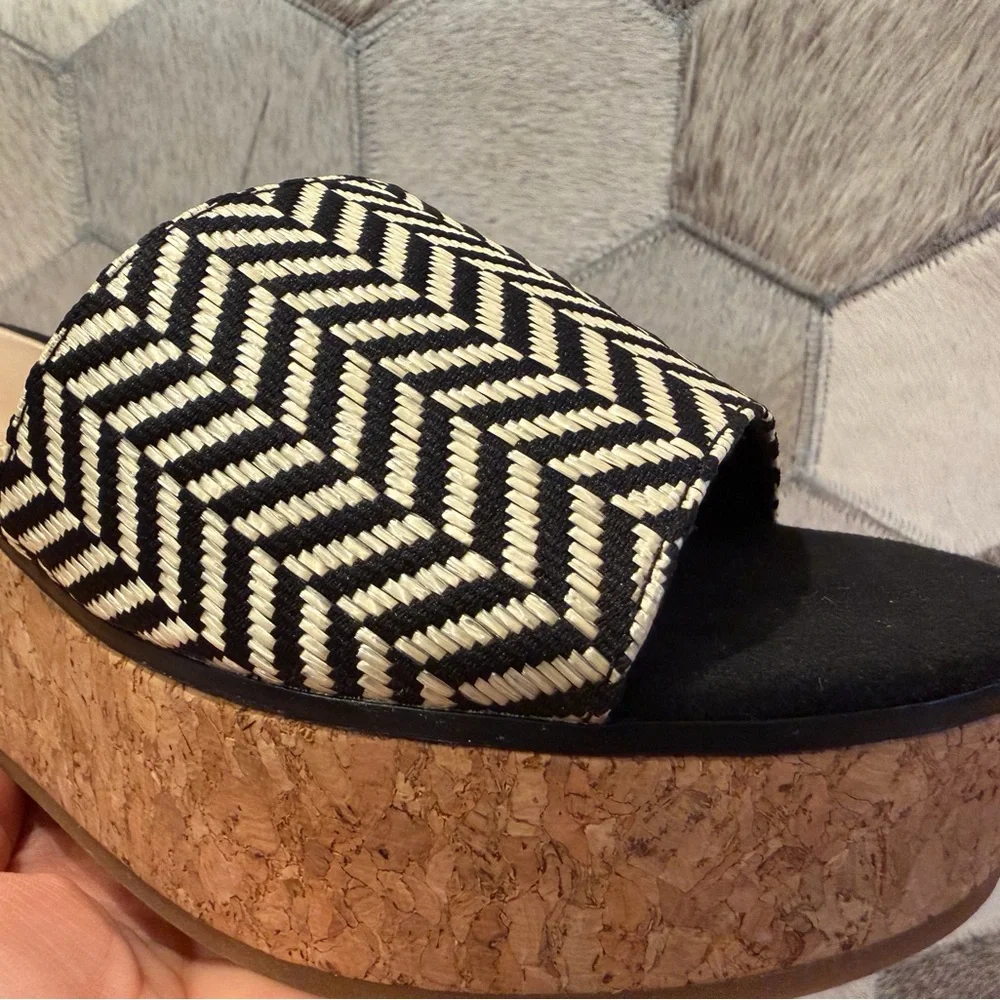 ALDO Black and Cream Chevron Wedges